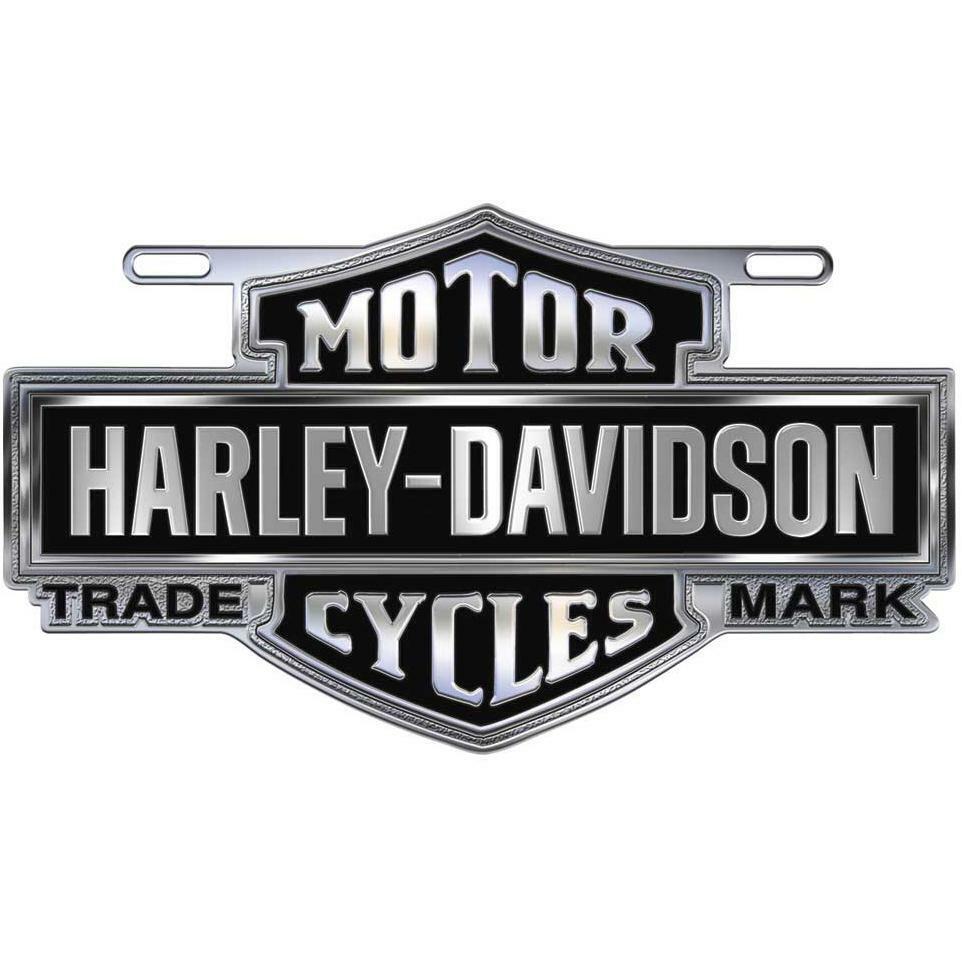 Harley Davidson Chrome  License Plate Cast Aluminum Silhouette Logo Black