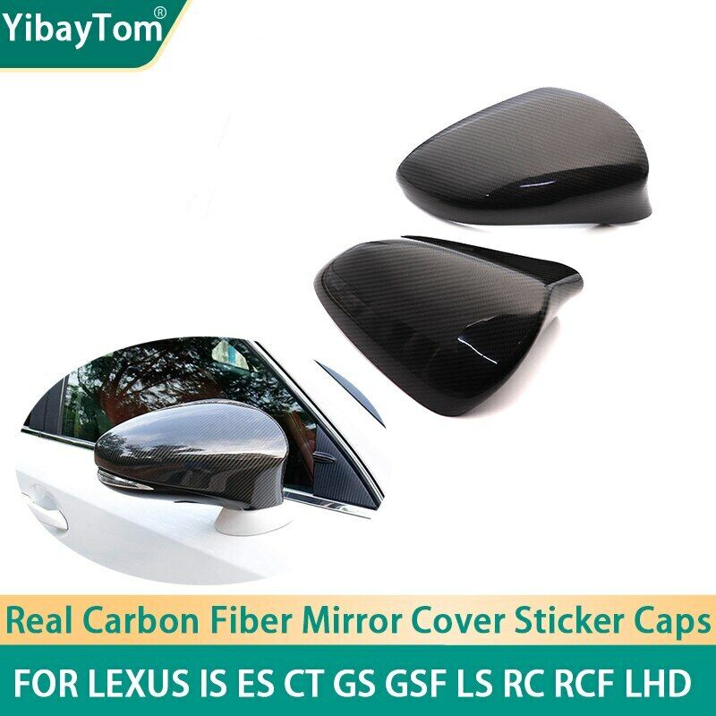 Real Carbon Fiber Mirror Cover Caps Sticker For Lexus IS ES CT GS GSF LS RC RCF