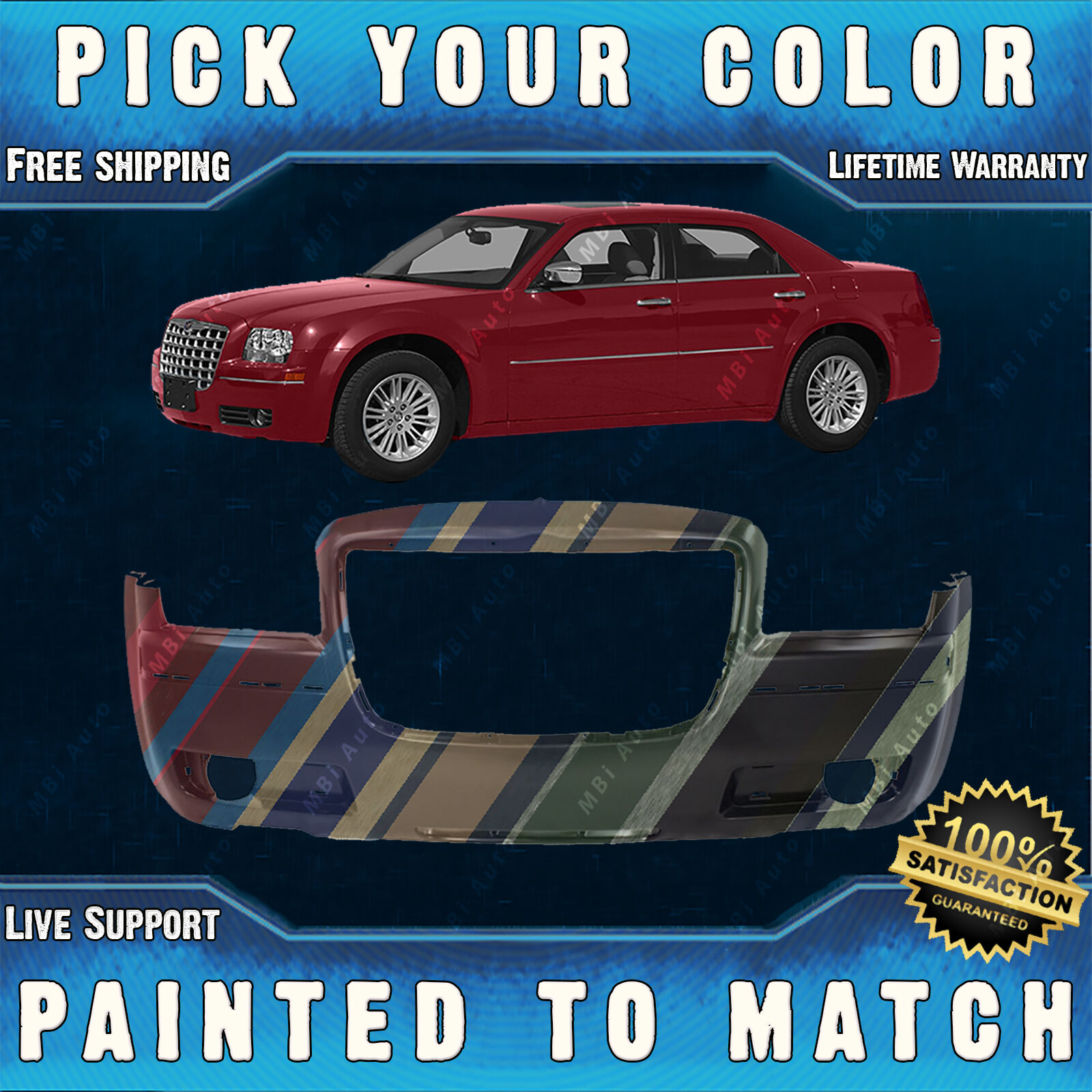 NEW Painted To Match - Front Bumper Cover for 2005-2010 Chrysler 300 w/ Fog 3.5L