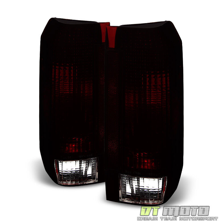 Red Smoke 1987-1996 Ford F150 F250 Bronco Tail Lights Brake Lamps Set Left+Right