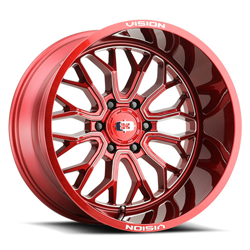 1 New 20x12 Vision 402 Riot Red Tint Milled Spoke 8x180 ET-51 Wheel Rim