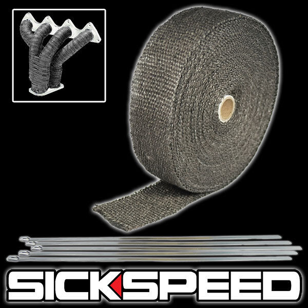 BLACK TURBO MANIFOLD HEAT EXHAUST THERMAL WRAP TAPE & STAINLESS TIES 2\