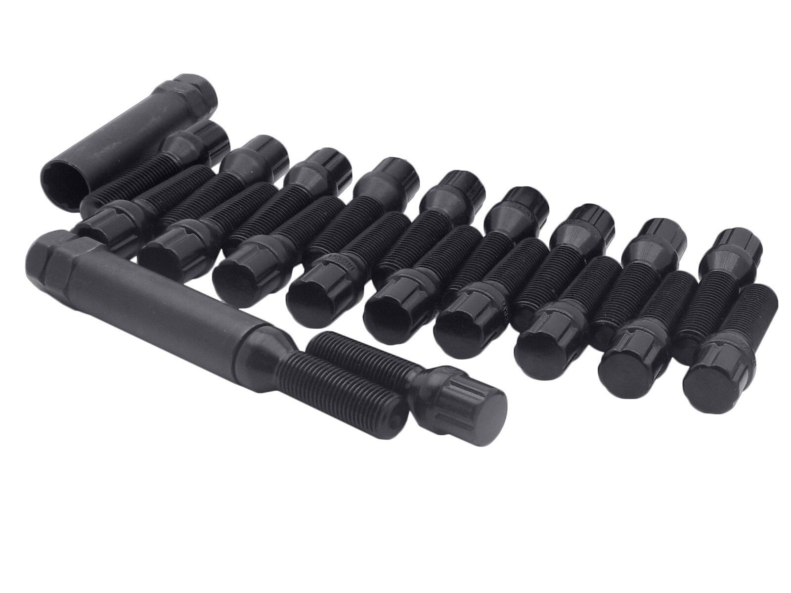 20 Black 6 Spline Tuner Lug Bolts M14x1.5 [ 28mm Shank ] Fits Tuner Wheels