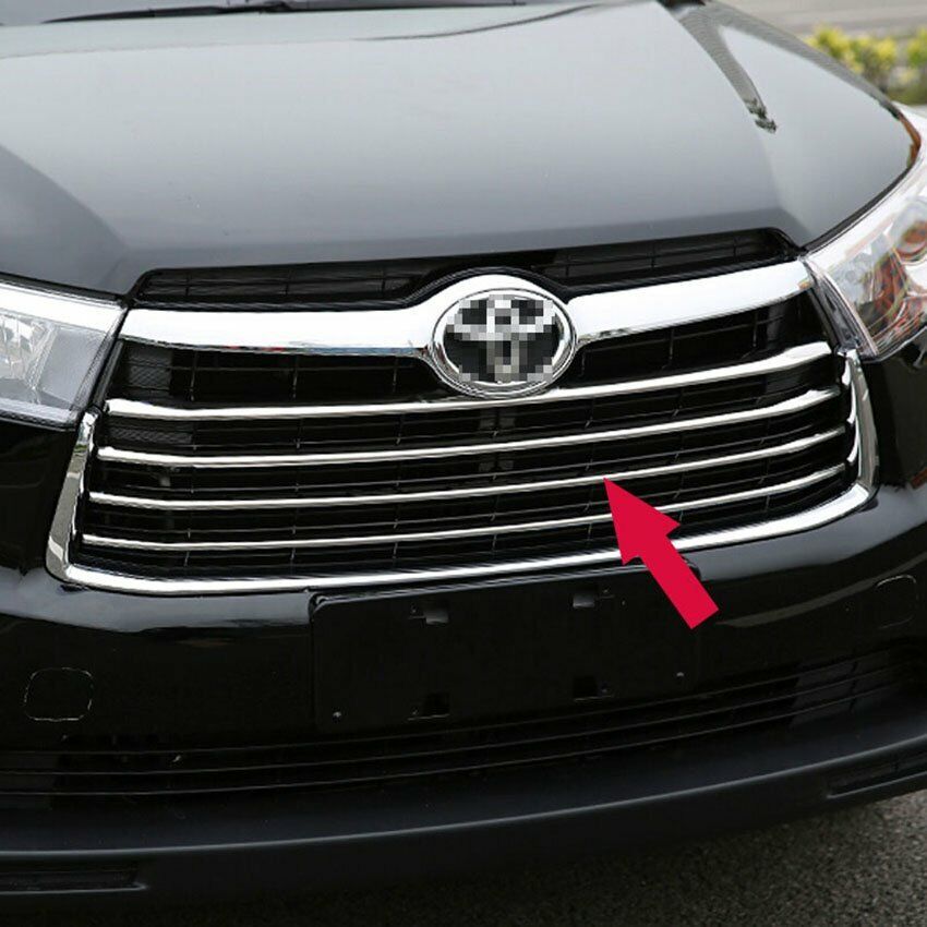 For Toyota Highlander 2015 2016 Chrome Front Grill Grille Cover Trim 4PCS