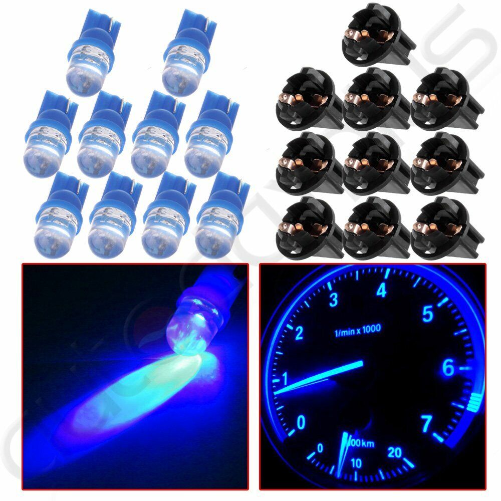 10X Blue LED T10 194 Cluster Gauge Dash Light Bulb Twist Lock Socket For Ford