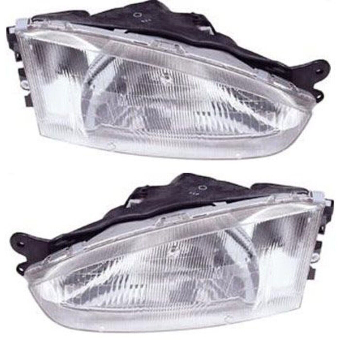 Headlight Set For 97-2002 Mitsubishi Mirage Left and Right With Bulb 2Pc