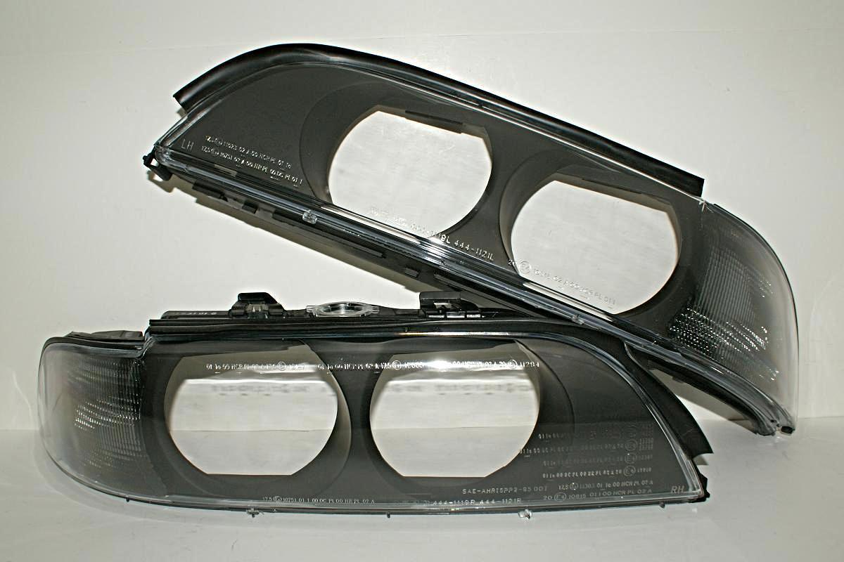 BMW 540i 528i E39 5 Series Headlight Lens Smoked Corner 97-00 PAIR