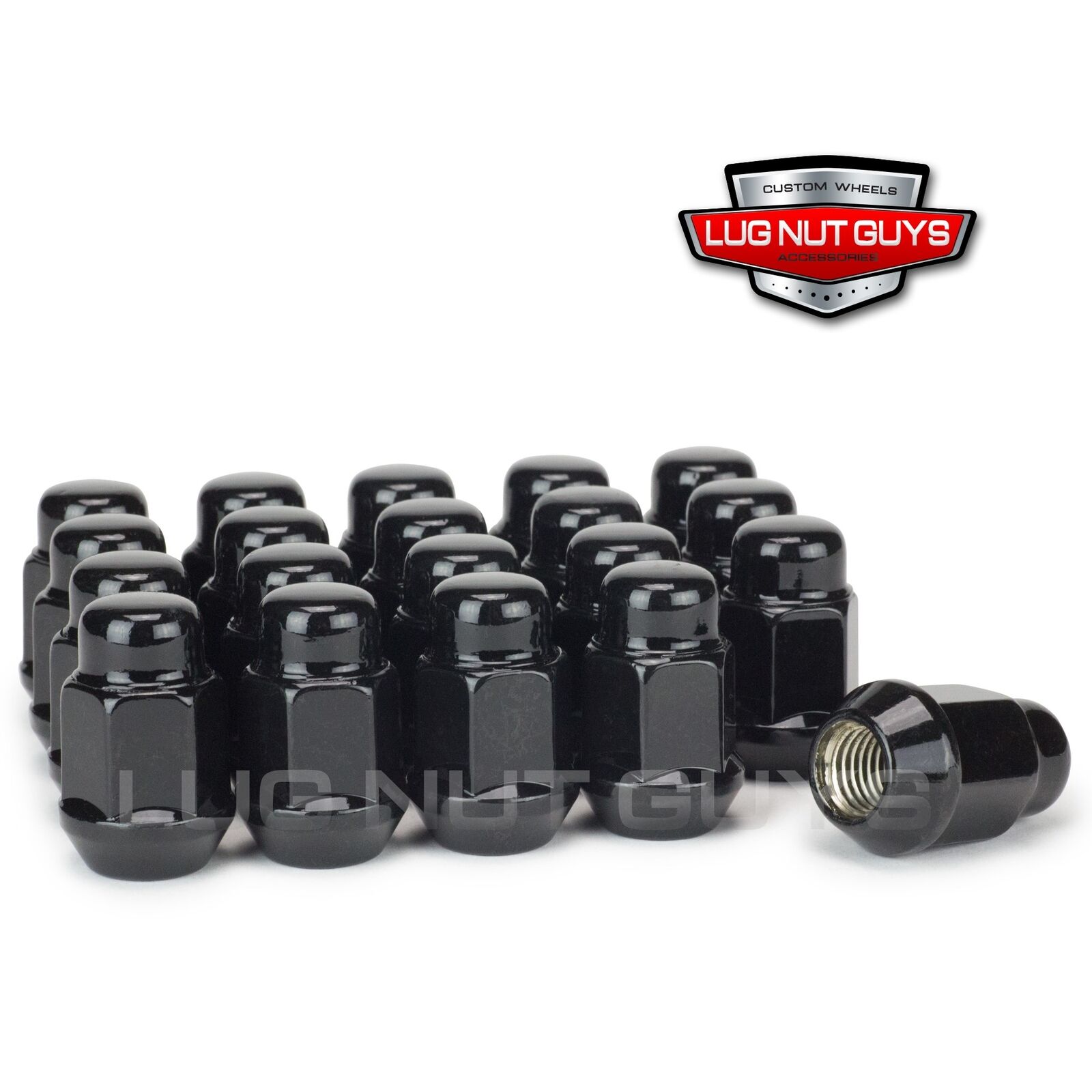 23 Jeep Black Lug Nuts Bulge Acorn 1/2-20 Wheel Nut Wrangler