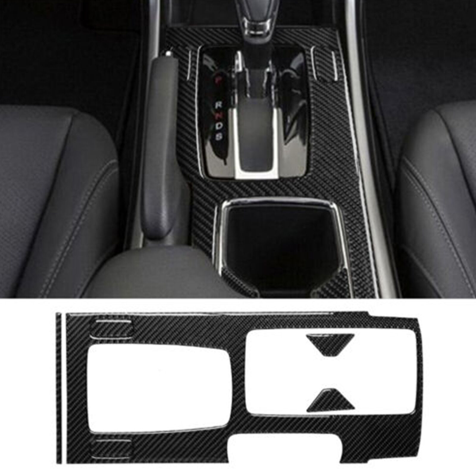 6Pcs Carbon Fiber Interior Gear Shift Set Cover Trim For 2013-2017 Honda Accord