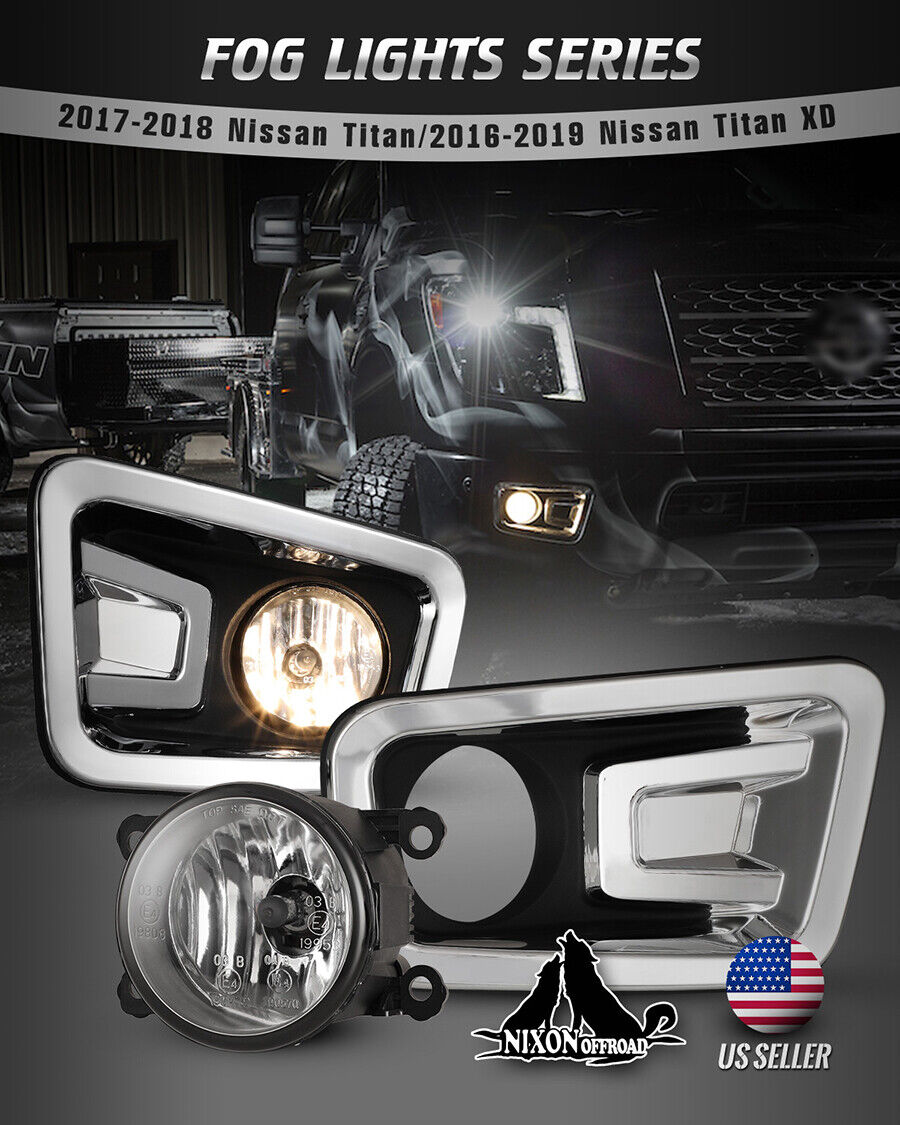 Fog Lights Assembly for Nissan Titan / XD Bumper Lamps Replace Wiring Kit Bulbs