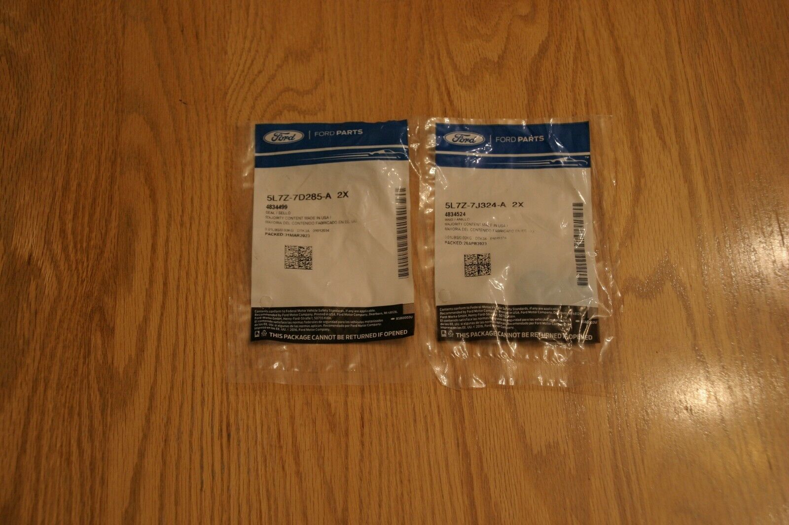 Ford ring seals 2 pack 5L7Z-7J324-A and special seals 2 pack 5L7Z-7D285-A new