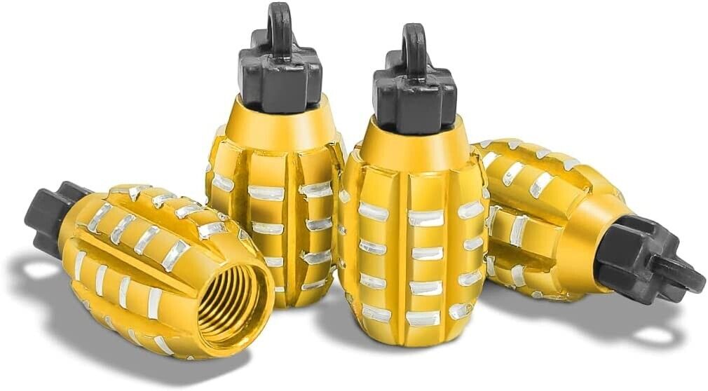 4x Yellow Creative Styling Tire Valve Stem Caps Covers Fits Universal
