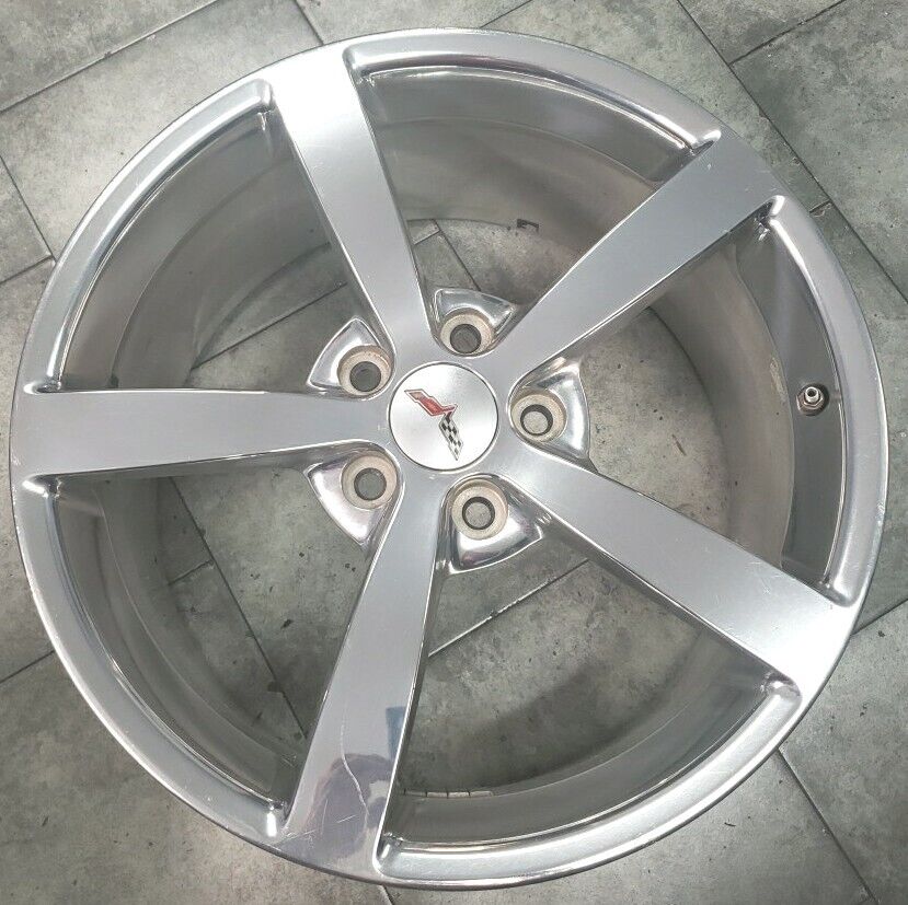08-12 Corvette C6 Rear Wheel Rim Polished Aluminum 5 Spoke 19 X 10   722-S