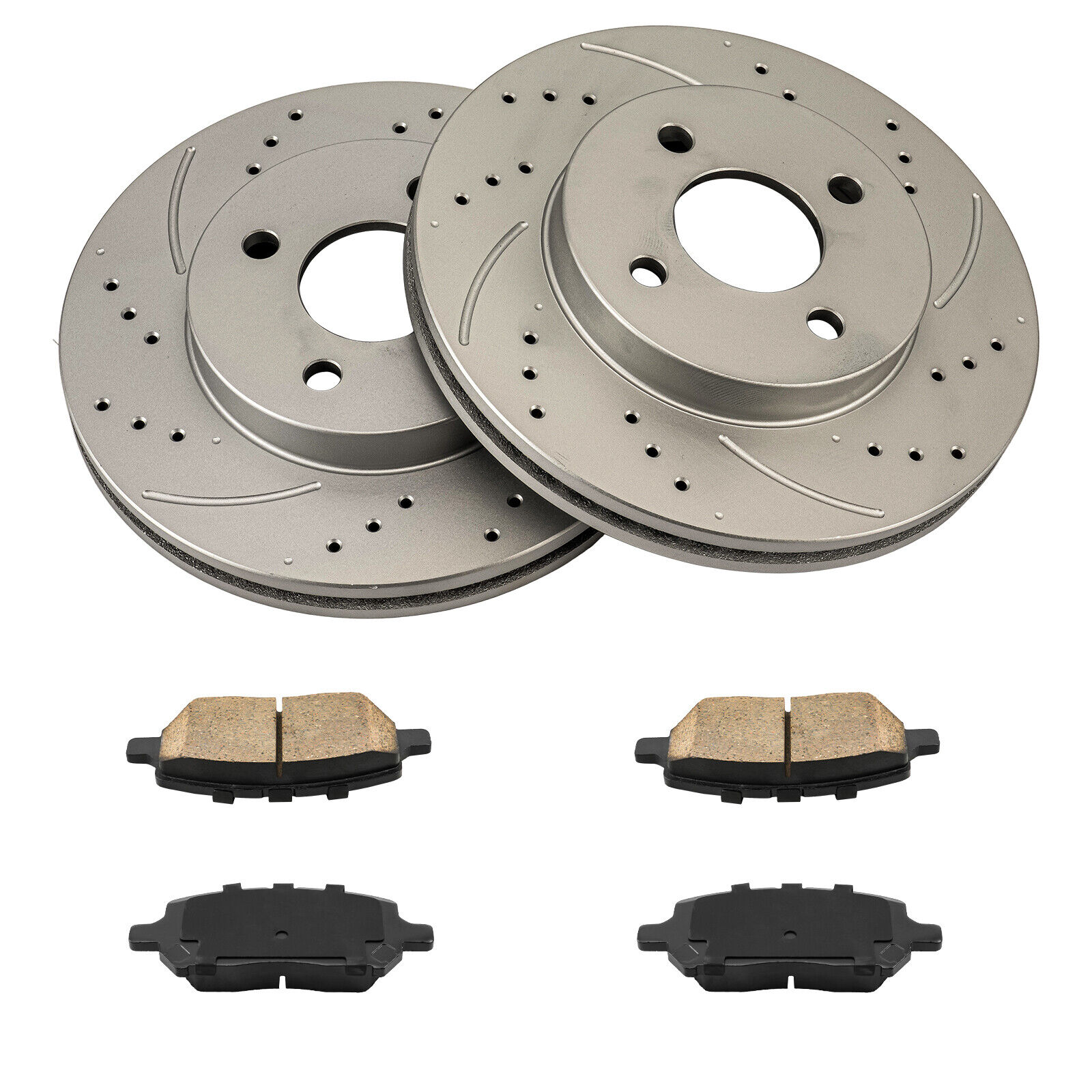 55083 Front Drilled Brake Rotors W/ Ceramic Pads For Chevy Cobalt Pontiac G5