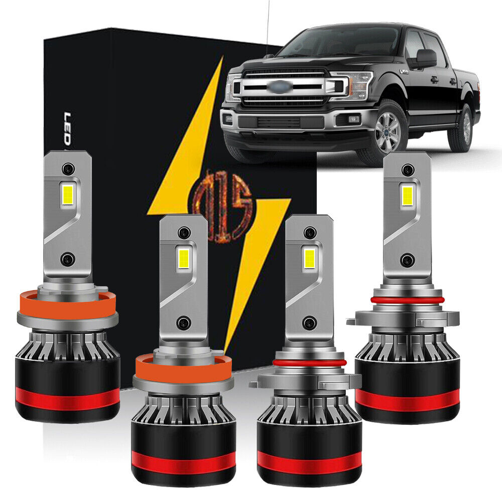 for 2015-2020 Ford F150 White LED High & Low Beam Headlight Bulbs 20000LM Canbus