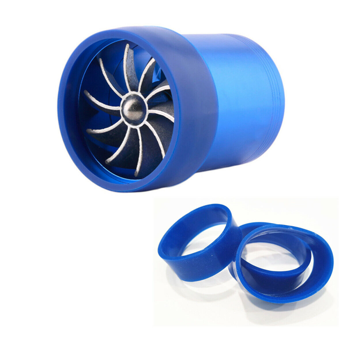 Car Turbine Turbo Turbonator Air Intake Gas Fuel Saver Double Fan Supercharger
