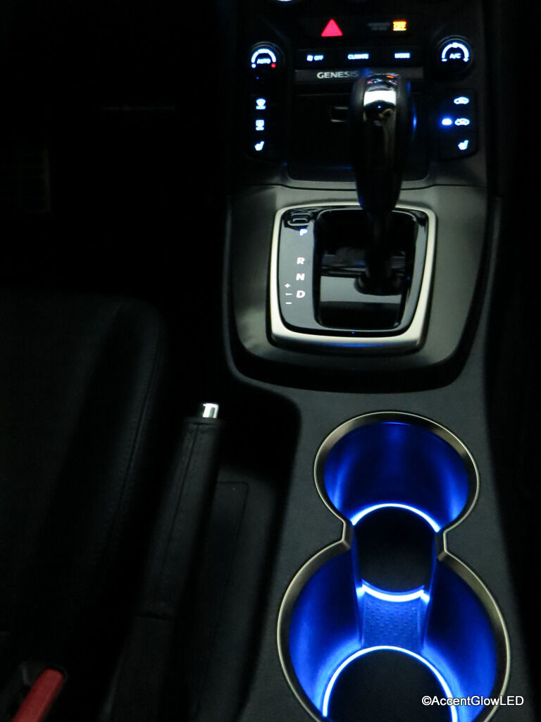 LED Cup Holder Lights - Blue - Fits 2013-2016 Hyundai Genesis Coupe Custom Mod