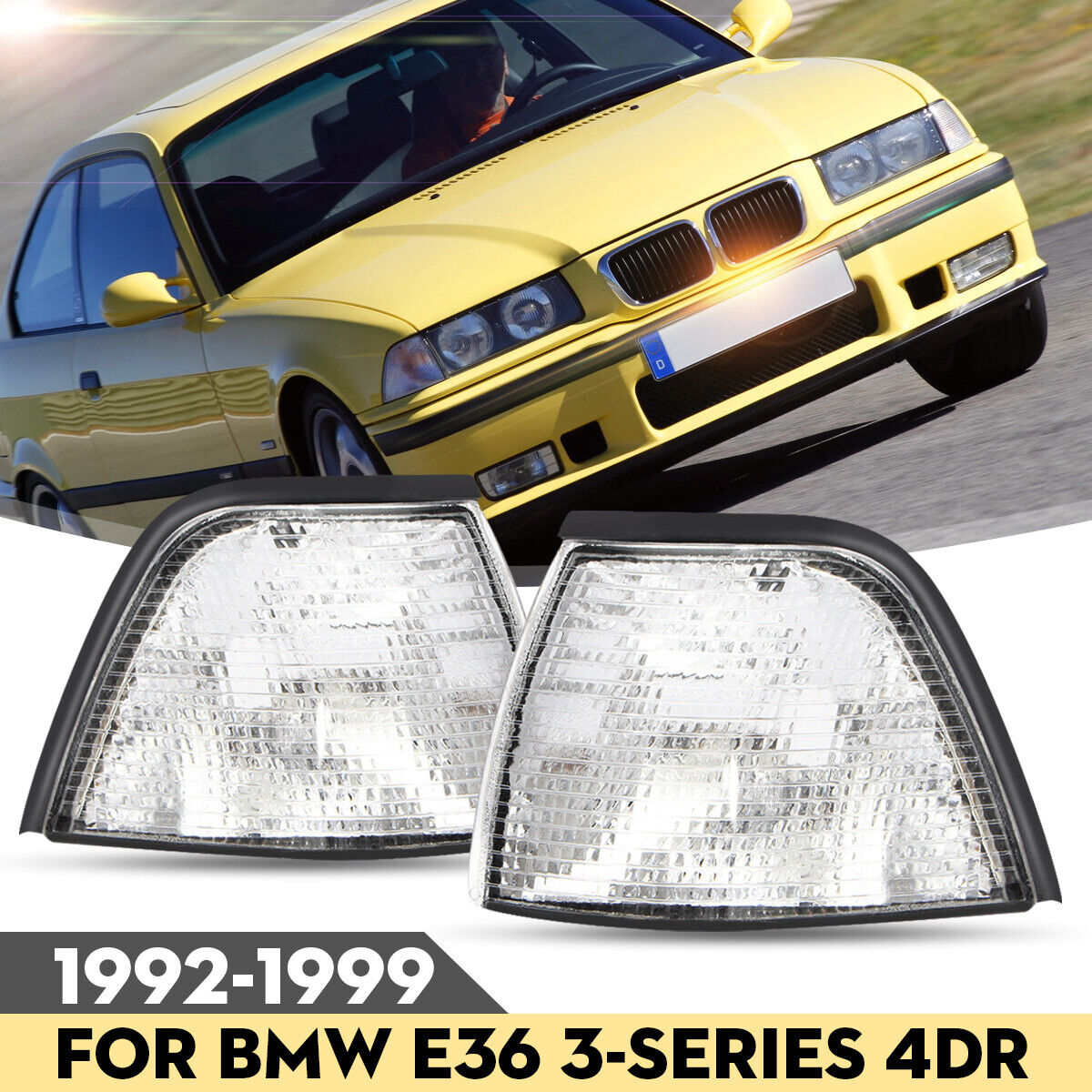 2X Clear Corner Light Turn Signal for BMW E36 318ti/328i/318i Sedan 1992-1999