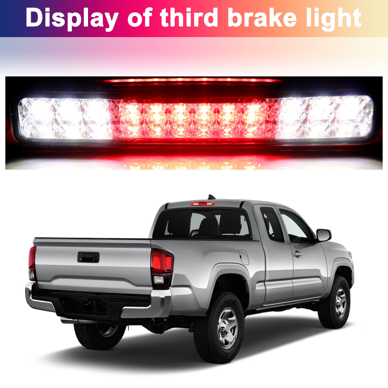 FOR 94-02 RAM PICKUP RED 2-ROWS LED THIRD 3RD TAIL BRAKE LIGHT W/ CARGO LAMP