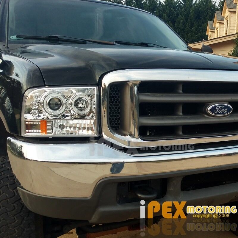 NEW 1999-2004 Ford F250/F350 [SUPER-DUTY] Halo LED Projector Headlights Chrome