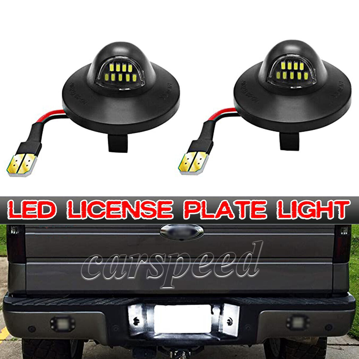 2X LED License Plate Light Rear Bumper Tag Assembly Lamp For Ford F150 F250 F350