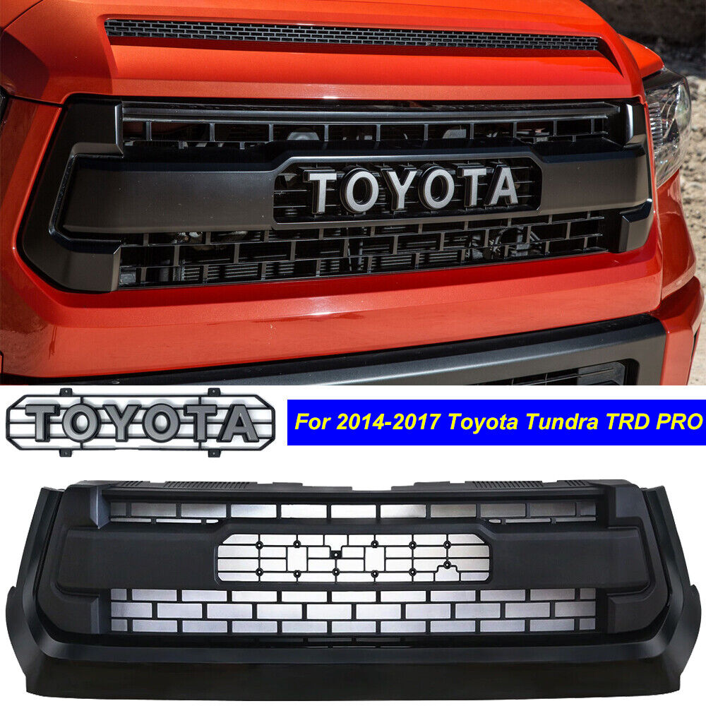 Front Grille For 2014-2017 Toyota Tundra TRD PRO Grill Matte Black  W/Letters