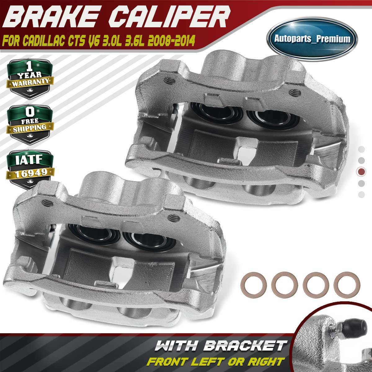 2x Brake Caliper w/ Bracket for Cadillac CTS 2008-2014 Front Driver & Passenger