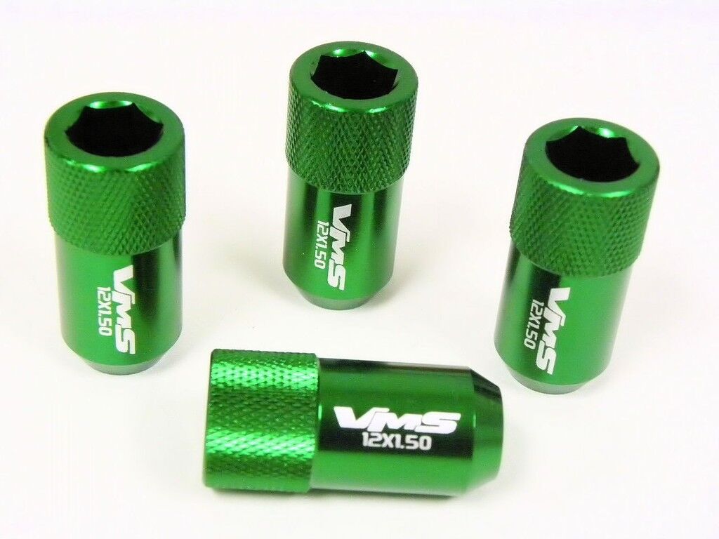 20 PC TUNER SKINNY RACING HEX LUG NUTS FOR NISSAN 350Z 370Z 12X1.25 THREAD GREEN