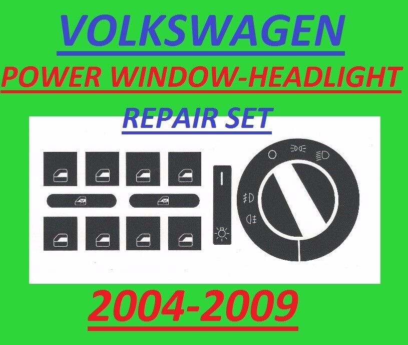 04 – 09  VW POWER WINDOW BUTTON DECALS  HEADLIGHT SWITCH JETTA PASSAT TOUAREG 