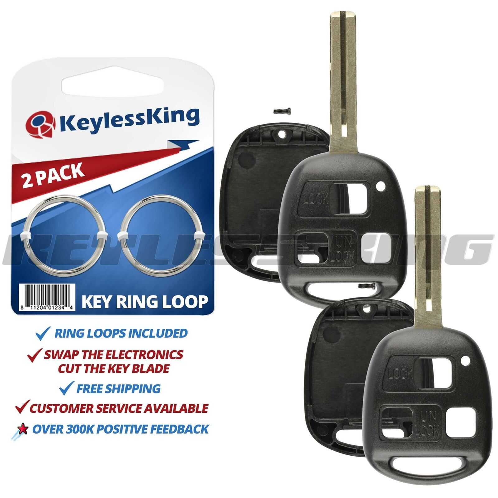 2 New Replacement Key Case Shell Keyless Remote Fob Uncut Blade Fix Master