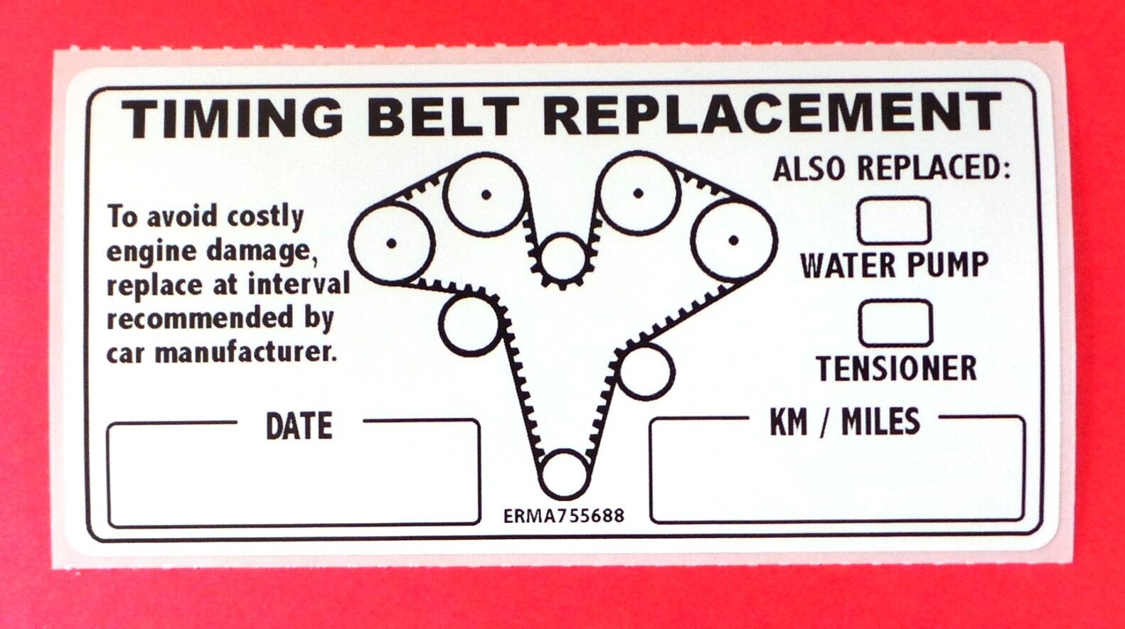 (Qty 12) CAM TIMING BELT WATER PUMP REPLACEMENT STICKER DECAL 4x2 ERMA755688