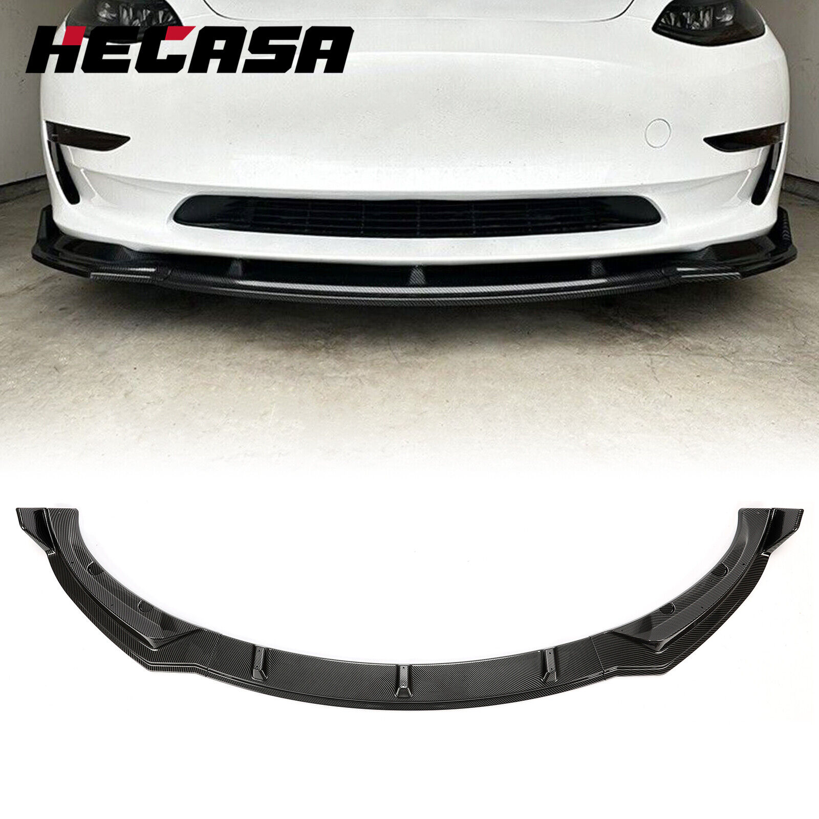 For Tesla Model 3 17-23 Front Bumper Lip Kit Chin Spoiler Carbon Fiber Style