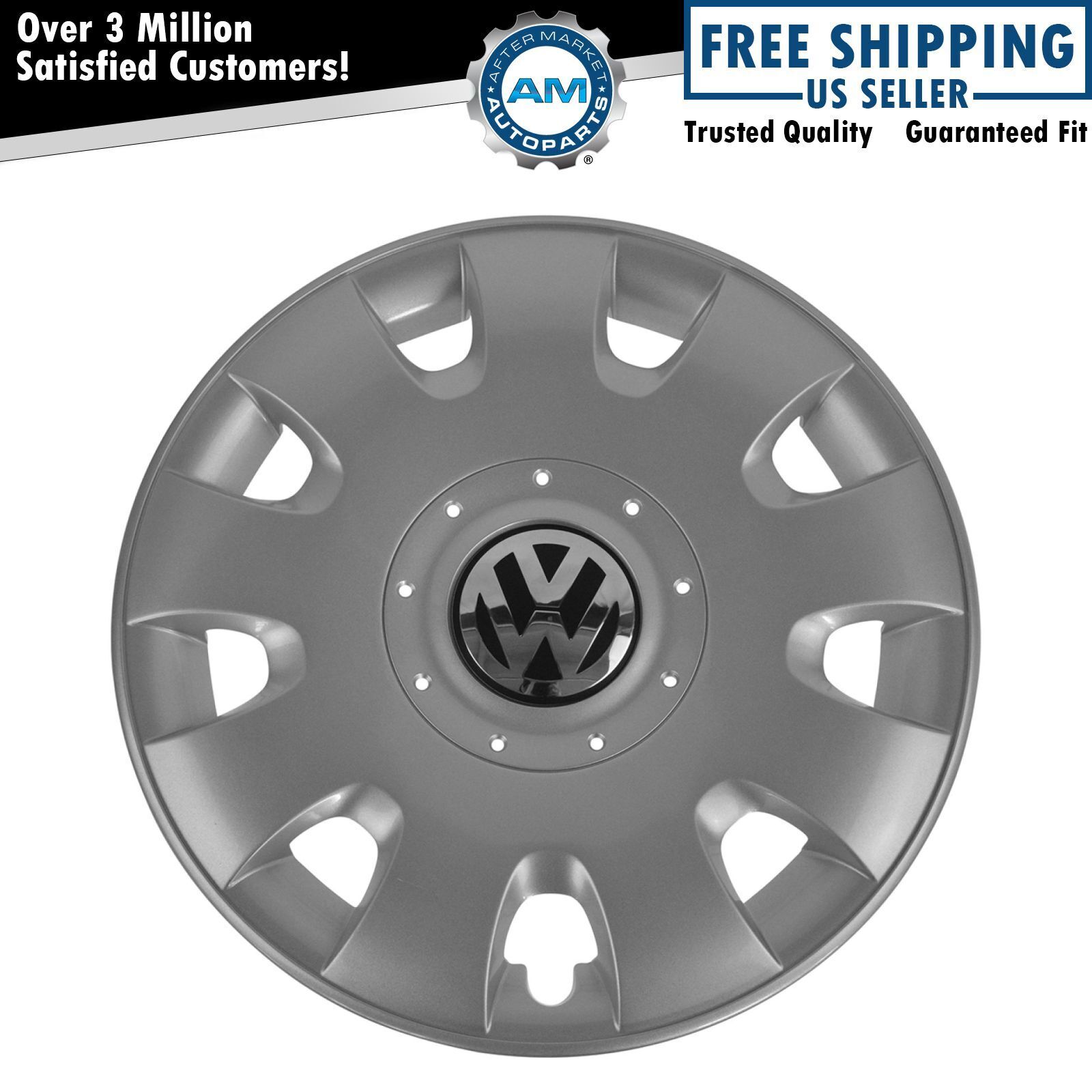 OEM Wheel Cover Hub Cap 15 Inch Silver 9 Slot for VW Volkswagen Jetta Golf GTI