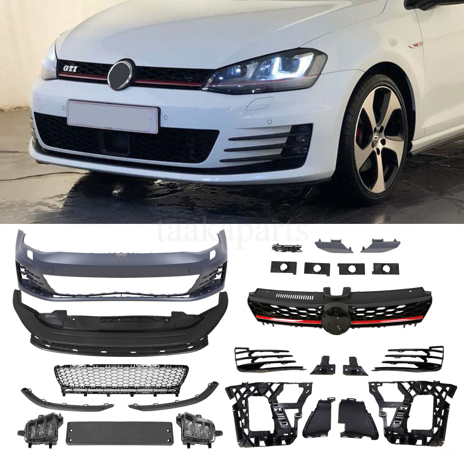 Unpainted Gti Style Front Bumper Kit W/O PDC Holes for Volkswagen VW Golf MK7