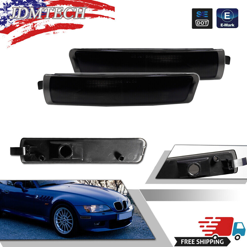 For 1996-02 BMW Z3 M Coupe Smoked Strip Front Corner Side Marker Lights Housings