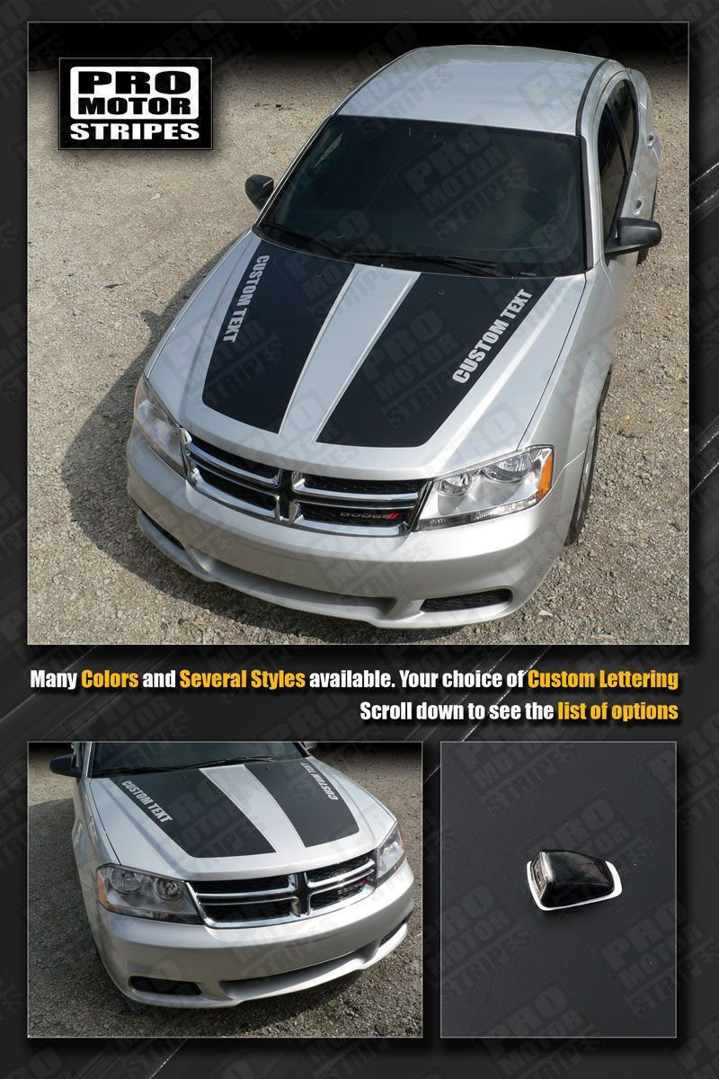 Dodge Avenger 2008-2014 Hood Racing Stripes Decals (Choose Color)