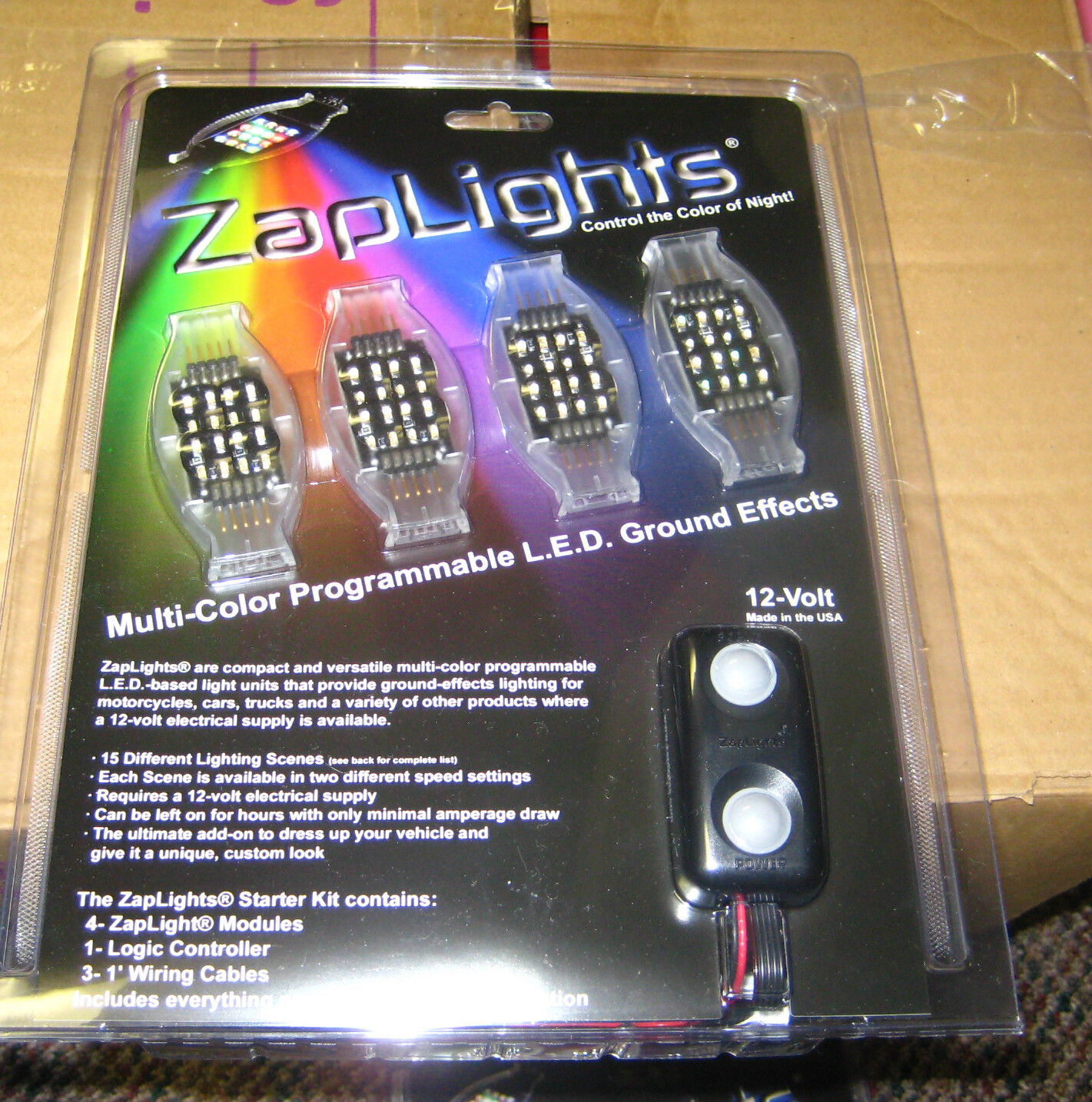 ZapLights LED Multi-Color Programmable Ground Effects Lights Car/Motorcycle NEW