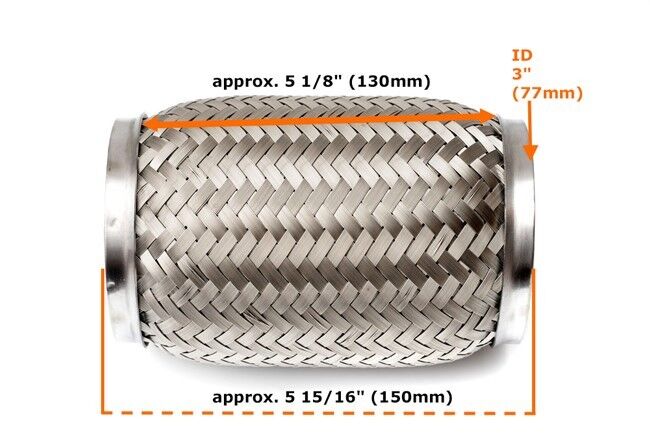Heavy Duty Exhaust Flex Pipe Stainless Steel Double Braided 5.91