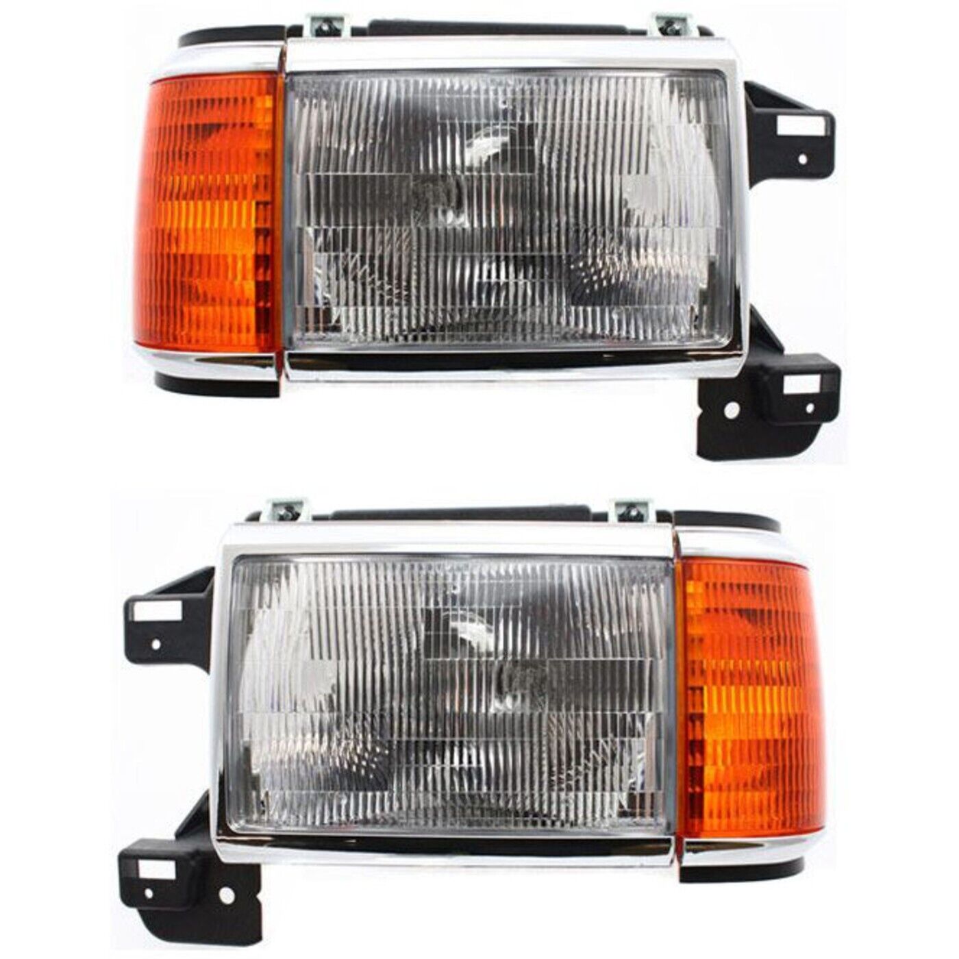 Headlight Set For 87-91 Ford F-150 88-91 F Super Duty Left & Right w/Side Marker