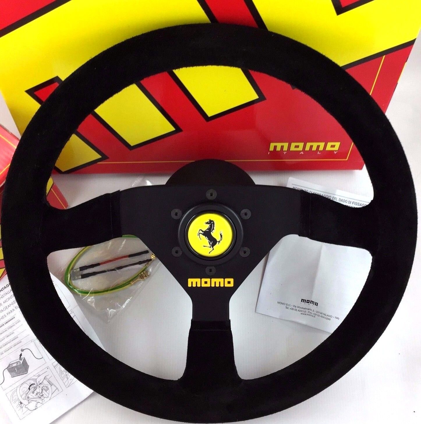 Momo suede steering wheel, hub kit, horn set.   ***Ferrari F355 360 Challenge***