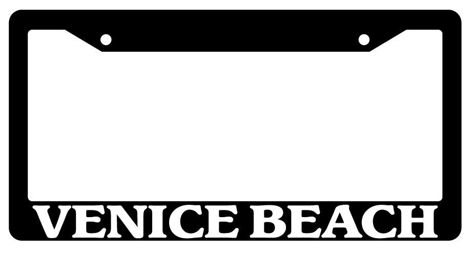 Black License Plate Frame Venice Beach City State Auto Accessory Novelty