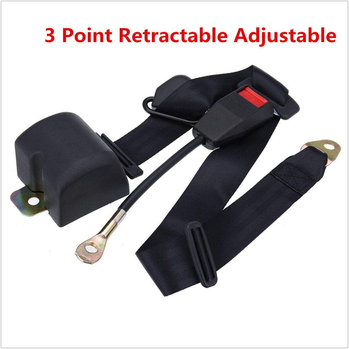 3 Point Retractable Adjustable Auto Car Universal Seat Lap Belt With 3 Bolt