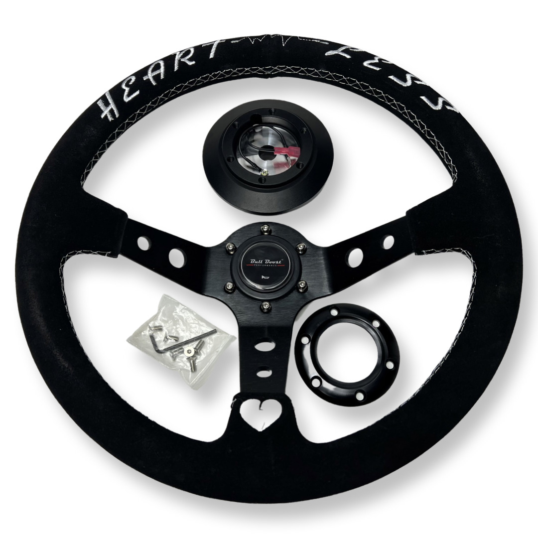 Suede Steering Wheel + Short Hub Adapter Kit For Toyota Supra, Tacoma, Corolla