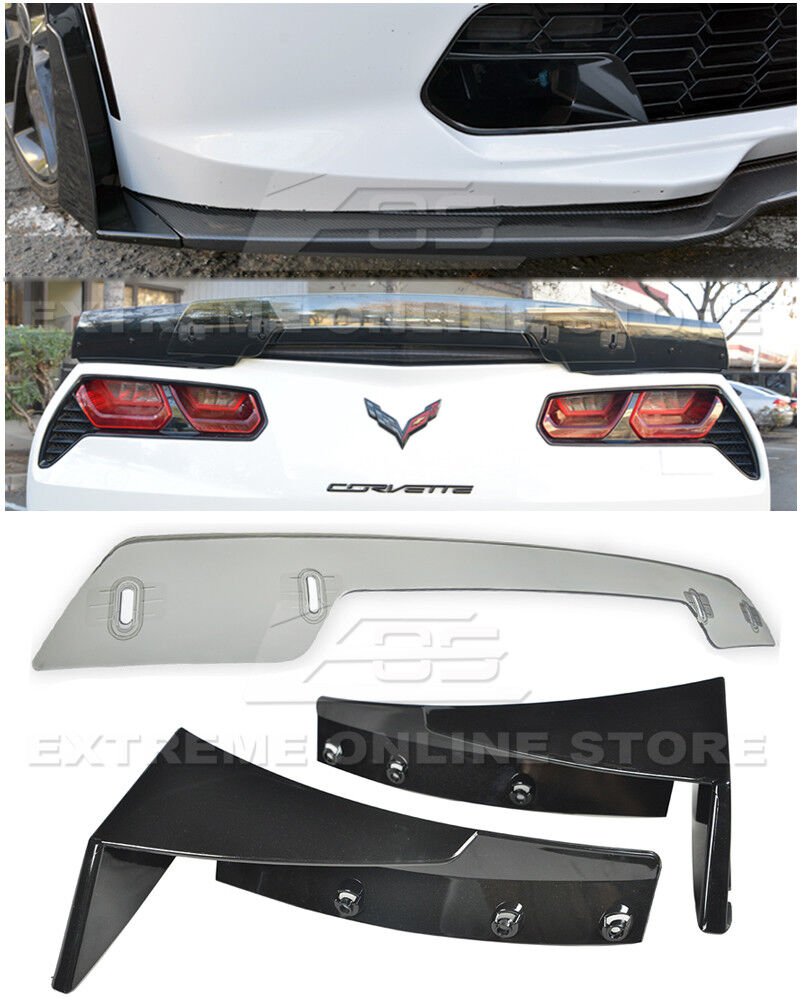 For 14-19 Corvette C7 Z06 Stage 3 Side Splitter Winglets & CL Wickerbill Spoiler