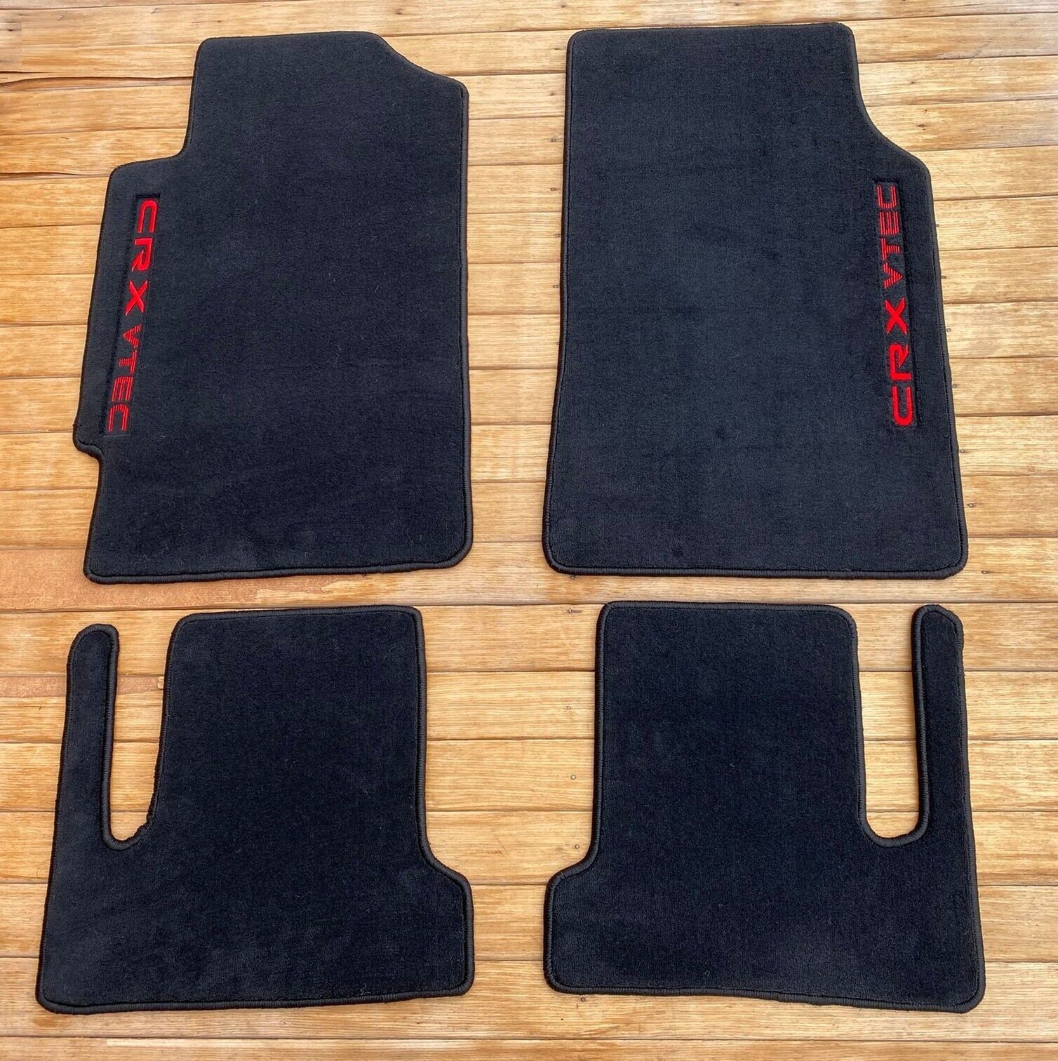 For Honda Civic CRX VTEC EF Si Floor Mats Carpet Black Red Letter 4pcs 1988-91