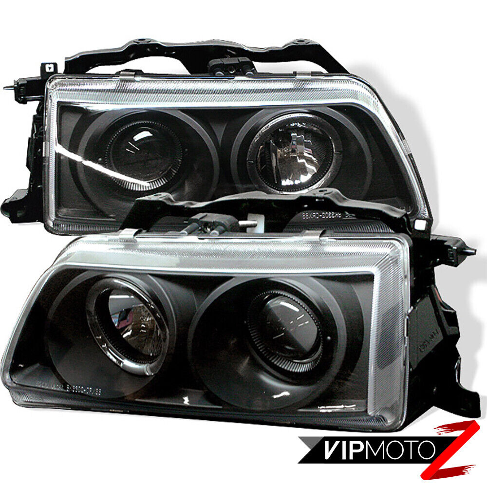 For 88-89 Honda Civic/CRX New Pair Halo Projector JDM Black Headlight Left+Right