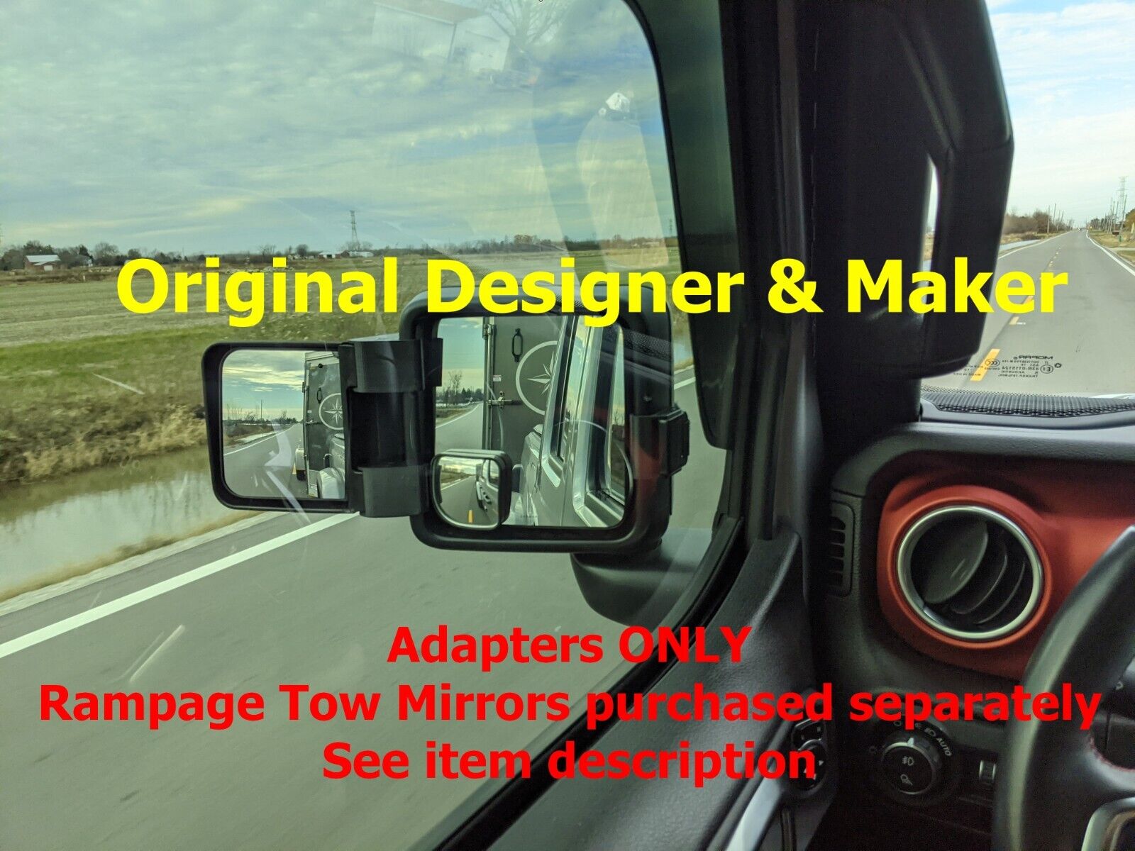 Fits Jeep Gladiator/JL/Wrangler Rampage Tow Mirror Adpt Set (MirrorsNOTIncluded)