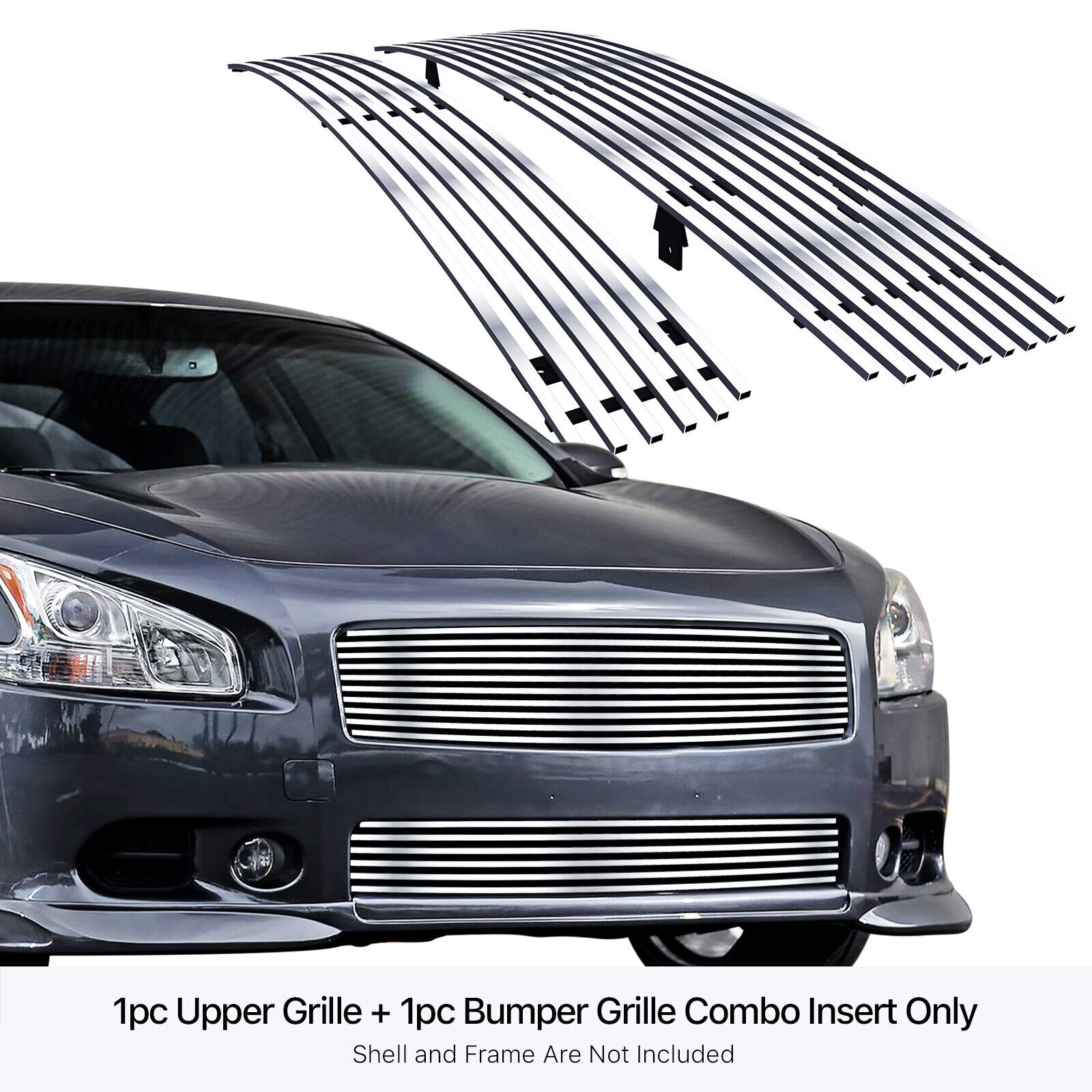 Fits 2009-2014 Nissan Maxima Billet Grille Grill Combo Insert