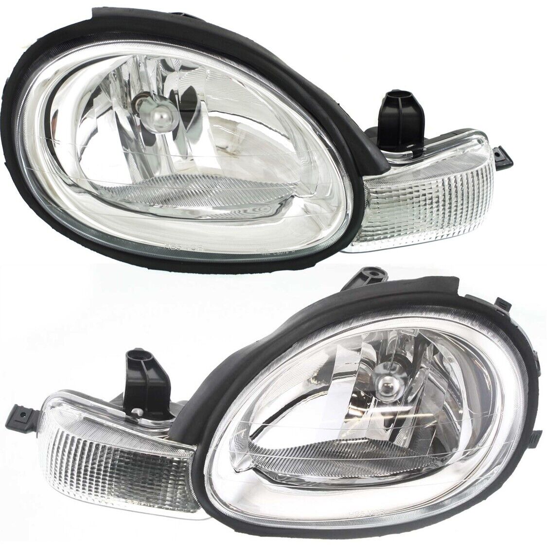 Headlight Set For 2000-02 Dodge Chrysler Neon Left and Right Chrome Interior 2Pc