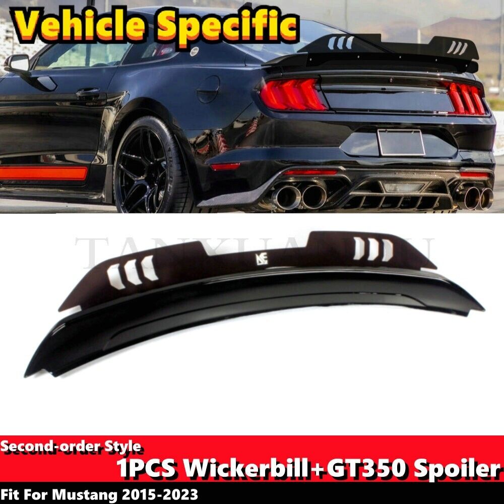 NP Designs 1PCS Wickerbill + GT350 Spoiler Wing Fit For FORD Mustang 2015-2023
